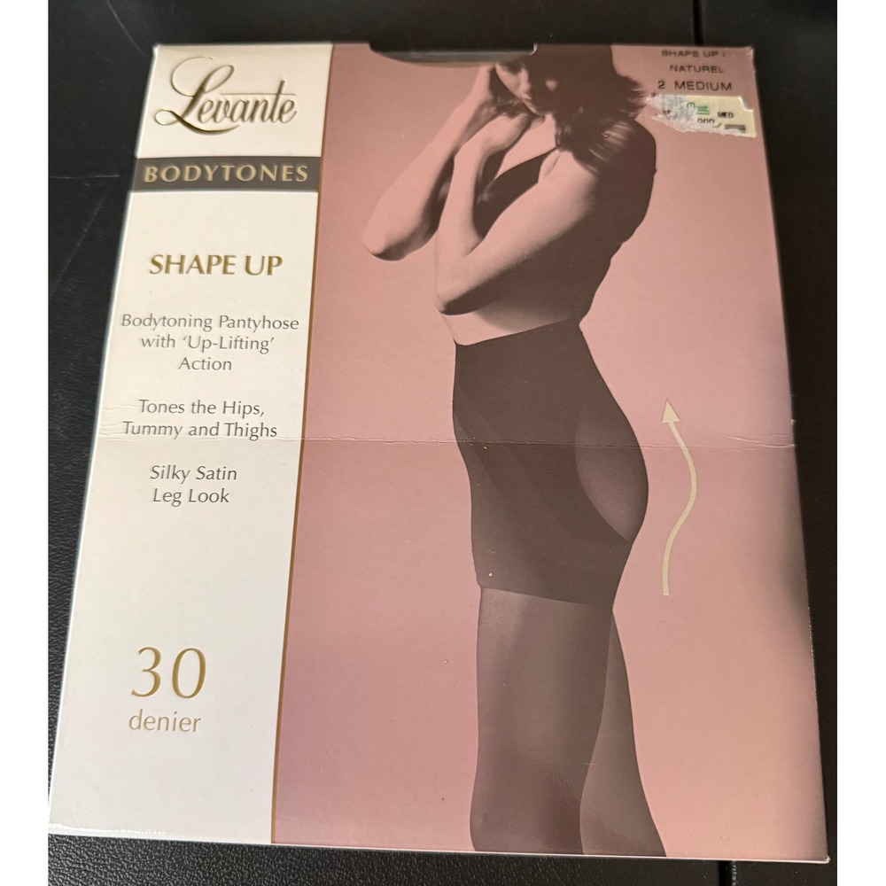 Levante Womens 2 Medium Pantyhose Naturel Bodytones Shape Up 30 Denier Italy NEW
